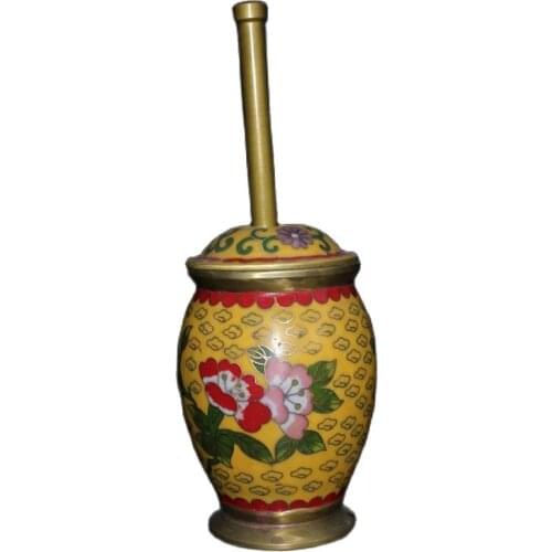 Chinese old Tibetan craft Brass cloisonne Chinese medicine crusher