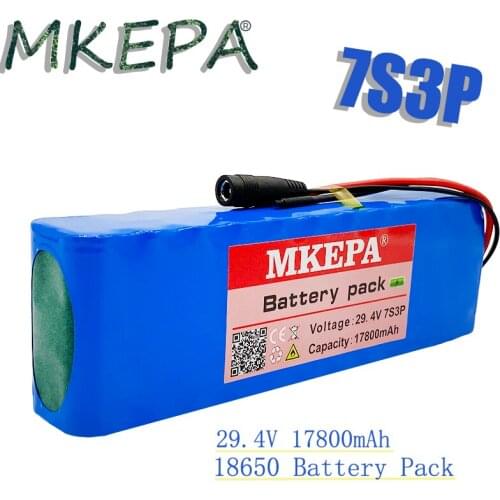 7S3P 29.4V 17.8Ah Li-ion Battery Pack with 20A Balanced BMS for Electric Bicycle Scooter Power Wheelchair