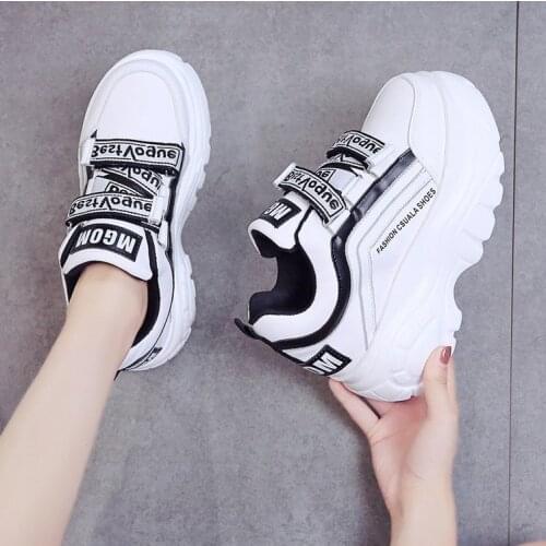 Women Chunky Sneakers Vulcanize Shoes Ladies Brand Platform Sneakers Wedges Casual Shoes for Woman Leather Sports Dad Shoes 7cm