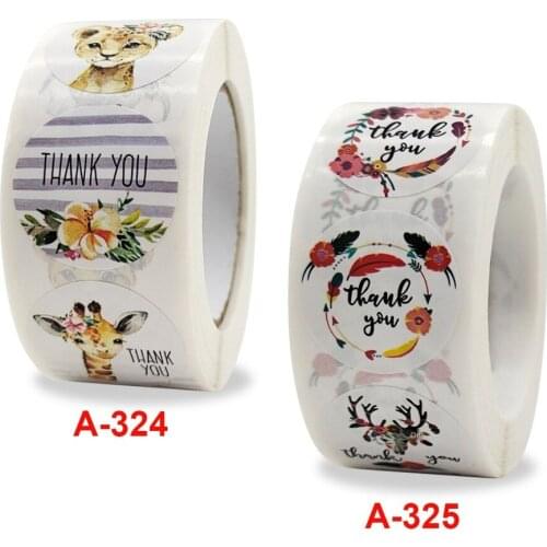 Cute little animal thank you flower pattern wedding decoration sticker label