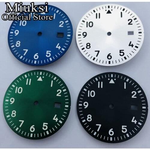 Miuksi 33.8mm black silver green blue sterile dial luminous dial fit NH35 movement