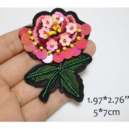 Fashion Handmade 3d flower rhinestone beaded patches for clothing DIY sew on patch embroidered applique floral sequins Parches