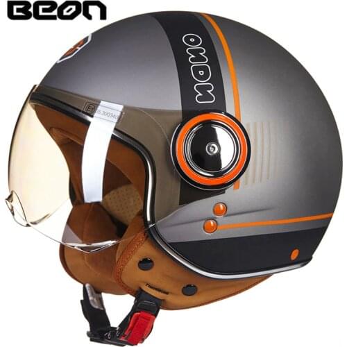 BEON Open Face Motorcycle Helmet ECE Scooter Helmet Motorcycle Casco Capacete Jet Vintage Retro Helmet B-110