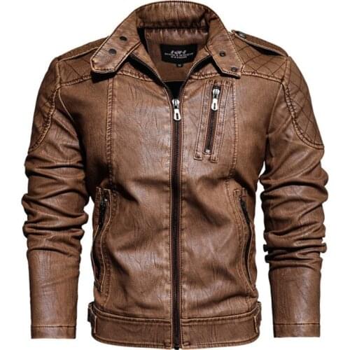 Mens Leather Clothes Warm Fleece PU Jackets Mens Coat Handsome Fashion Tide Youth Stand-up Collar Motorcycle Clothing For Male