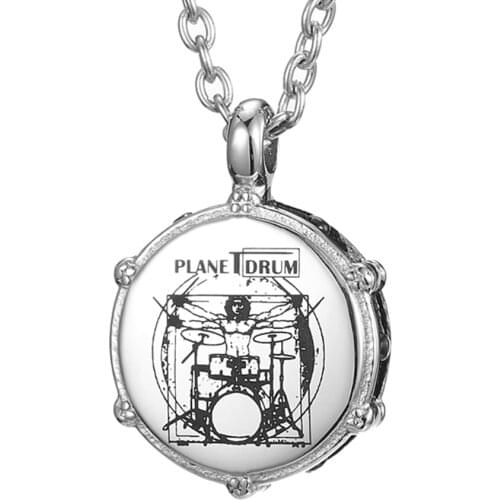 Mens /womens Necklaces Music Rockers Jazz Band Drum Drummers Necklace Men Stainless Steel Chain Pendant Necklace for Men