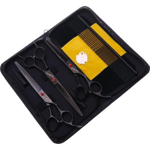 4Pcs/set Pet Grooming Scissors Kit Curved Professional Pet Grooming Shears for Dogs Cats Animals Black Style