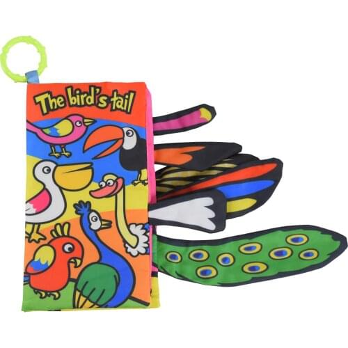 Tear not torn, washable, with sound paper, baby early education three-dimensional animal body tail cloth book