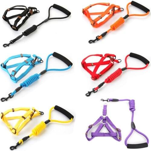 Nylon Pet Dog Leash Harness Set Adjustable Dog Puppy Chest Leash Collar Pet Walking Lead Rope For Small Large Dog Accessories