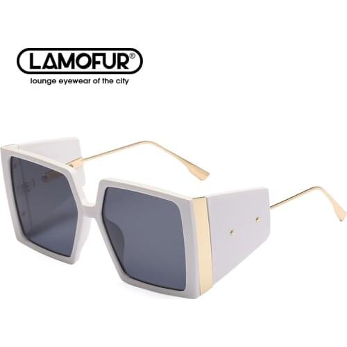 2021 New Box Sunglasses European and American Trend Metal Big Frame Glasses Personality M Nail Wide Foot Sunglasses Female 11359