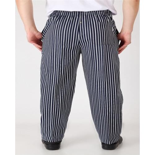 2018 New men chef pants Kitchen Trouser bottoms ajustable waist with elastic band pants food service pants black color 250