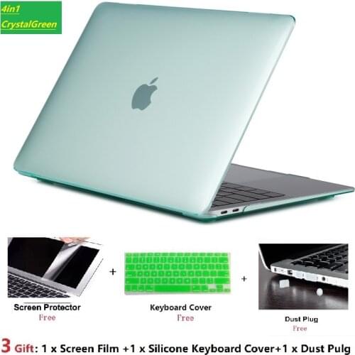 New Crystal Laptop Case+Keyboard Cover+Screen Film+Dust Pulg For Apple Macbook Air Pro Retina Touch Bar 11 12 13 15 16 inchs