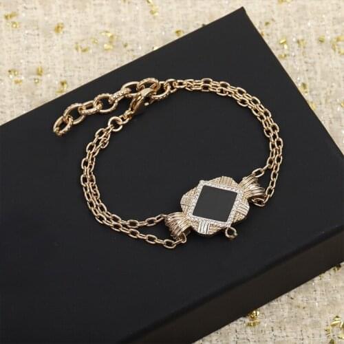 New style top quality popular brand women sweet candy bracelet golden square bow bracelet party accessories luxury jewelry gift