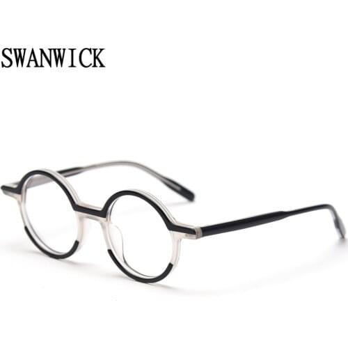 Swanwick round frame men glasses spectacle frames optical handmade acetate ladies black leopard fashion accessories high quality