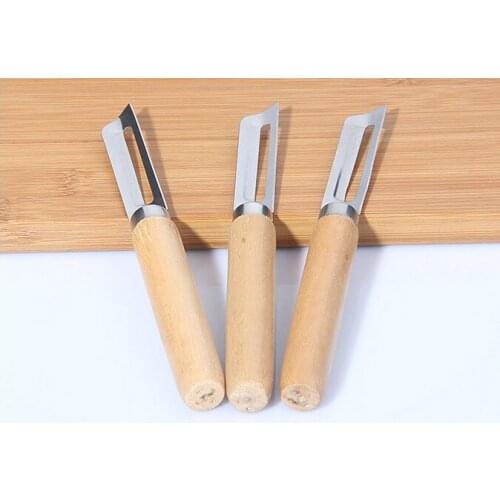 1PC Stainless Steel Cutter Vegetable Fruit Apple Slicer with Wood Handle Potato Peeler Parer Tool KX 197