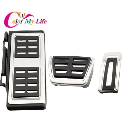 Color My Life Stainless Steel Car Rest Pedal Foot Fuel Brake Clutch AT Pedals Cover for VW Skoda Kodiaq 2016 2017 2018 Parts