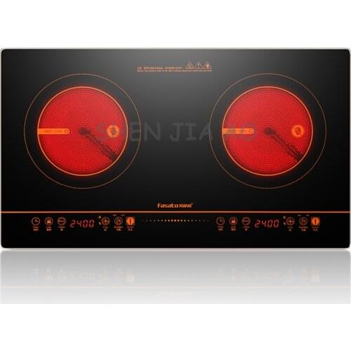 220V 2400W Household double electric stove infrared light wave heating double cooker ceramic hob kitchen equipment 1PC