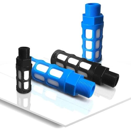 Pneumatic Components1/8 1/4 3/8 1/2 3/4 BSP Male Thread Plastic silencer Pneumatic Black blue Air Quick Exhaust Muffler