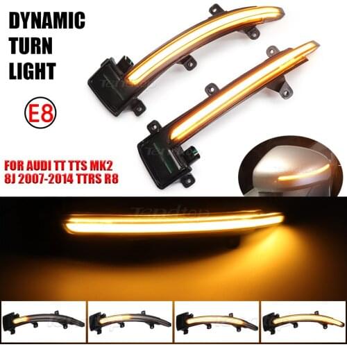 For Audi TT TTS MK2 8J 2007-2014 TTRS R8 LED Dynamic Blinker Turn Signal Light Sequential Wing Mirror Indicator Repeater