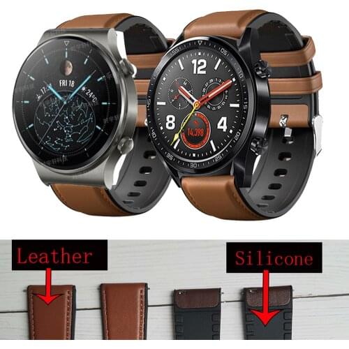 22mm Silicone Leather Watchband For Huawei GT2 Pro Bracelet Strap for Huawei Watch GT 2 46mm Honor Magic Watch 2 Pro Brown Band