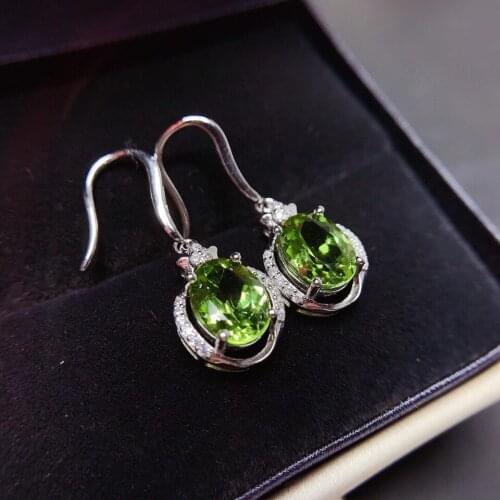100% Natural and Real Peridot Earrings 925 sterling silver Fine jewelry Peridot Earring For Engagement