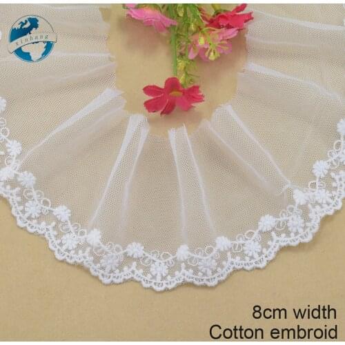 8cm width white lace cotton embroidery lace french lace ribbon fabric guipure diy trims warp knitting sewing Accessories#3057