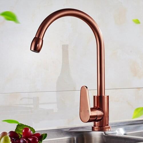 Free Shipping Single handle rose gold kitchen sink faucet with deck mounted Space Aluminum bathroom basin faucets