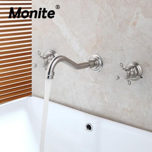 Monite Double Handles Bathroom Bathtub Basin Sink Mixer Tap 3 pcs Antique Brass Faucet Set 96102 Brand New Deck Mounted Ceramic