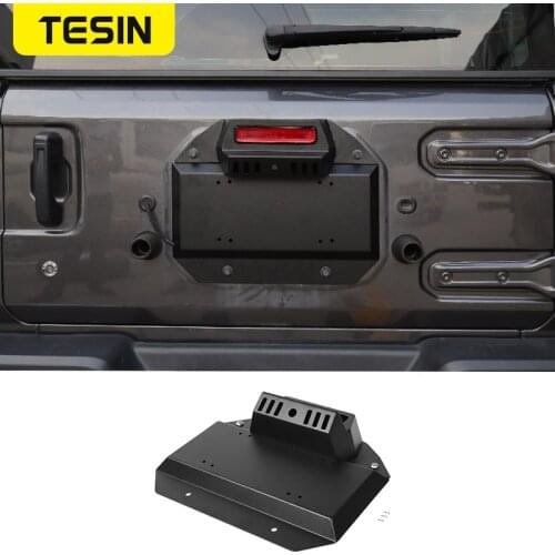TESIN Car Tailgate Spare Tire Carrier Delete Filler Exhaust License Plate for Jeep Wrangler JL 2018+ Iron Exterior Accessories