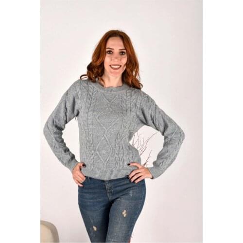 Crew Neck Knitwear Sweater womens clothing stylish elegant slim happy business woman working woman female student university di