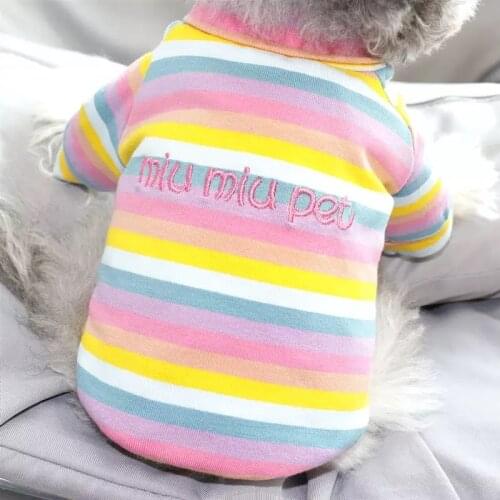 Pet Spring Clothes Puppy Costume Dog Rainbow Striped Shirts Pets Clothing for Small dogs Puppy Costume For Chihuahua Yorkies