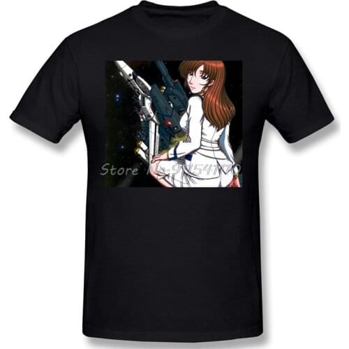 High Quality Men Clothing O-Neck 100 Cotton Lisa Pinup Graphic T-shirt Macross UN Spacy Zentradi Mecha Anime Sleeve Short