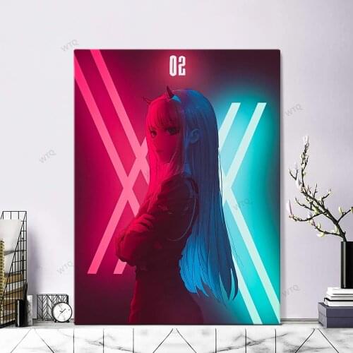 WTQ Canvas Painting Zero Two 002 DARLING In The FRANXX Neon Anime Posters Wall Decor Wall Art Picture Room Decor Home Decor