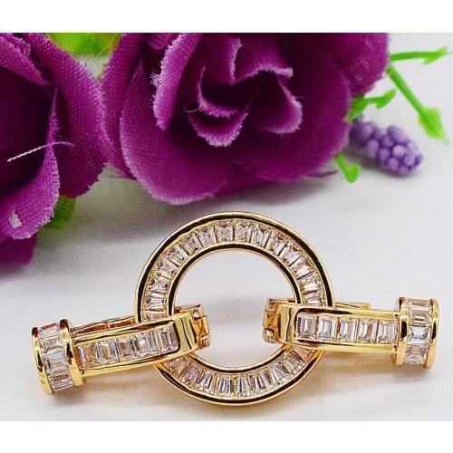 43X20mm Womens High Quality zircon micro-set round buckle, crystal pearl bracelet end button, necklace bracelet buckle