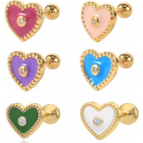 BOAKO 1pcs 925 Sterling Silver Earrings For Women Dripping Heart Stud Earrings Pendientes Mom Gift Cartilage 2021 Trend