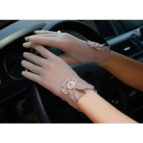 Sanderala Touch Screen Ice Silk Women Gloves Sexy Female UV Lace Fashion Driving Non-slip Elegant