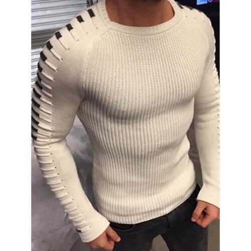Sweater Men 2019 New Casual Slim Fit Pullover Man Autumn Round Neck Knitted Striped Patchwork Winter Warm Brand Classic Sweater