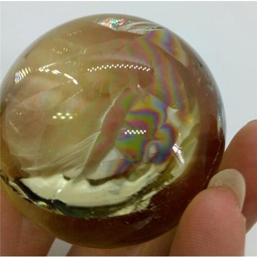 1pcs high quality natural citrine crystal ball yellow quartz shpere have a rainbow in the ball 4-5cm