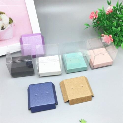 20pcs Waterproof PVC Boxes + 20pcs Earring Card, 4x4x4cm Transparent Plastic gift Packaging Box Jewelry display Box