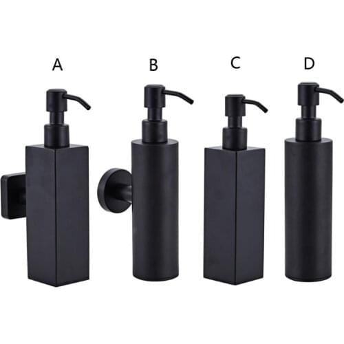 200ml Wall Mounted Shower Bottle Pump Stainless Steel Shampoo Dispenser Black