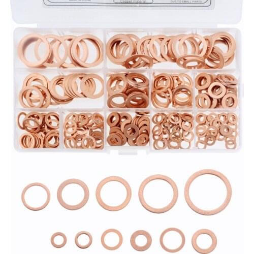 300Pcs M5 M6 M8 M10 M12 M14 M16 M20 Copper Sealing Solid Gasket Washer Sump Plug Oil metal flat washer O-shaped copper washer