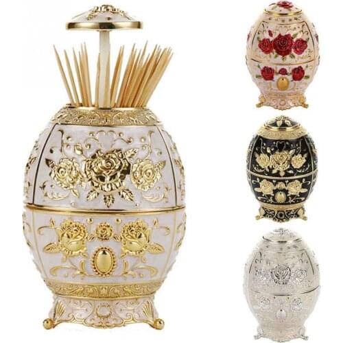 European style automatic toothpick box Fashion Zinc Alloy Metal Vintage toothpick holder Toothpick Dispenser Box Home Decoration