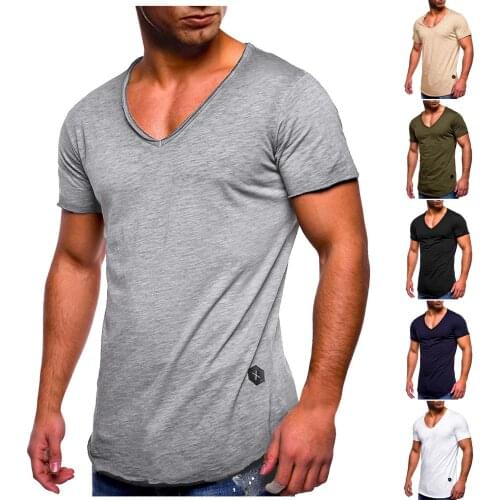 White T Shirts Men Summer Solid Color Tops Plus Size Short Sleeves Basic Casual Tee Sport Fitness Clothes