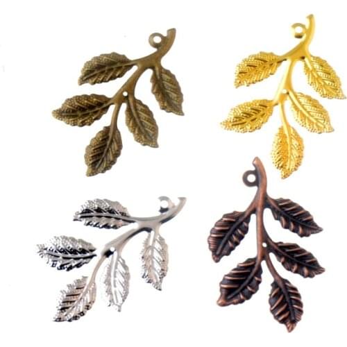Free shipping 20Pcs 4Color Leaf Filigree Wraps Connectors Metal Crafts Gift Decoration DIY 32x50mm