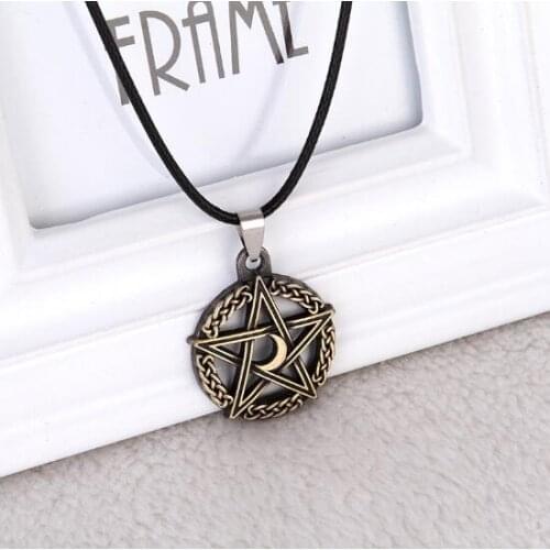 Crescent Rope Chain Protection Star Goddess Magic Supernatural Amulet Jewelry 1 PCS Pentagram Tree of Life Moon Pendant Necklace