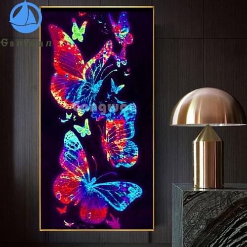 Diy full square round drill diamond painting Fluorescent butterfly scenic 5d diamond mazayka embroidery crystal icon wall decor