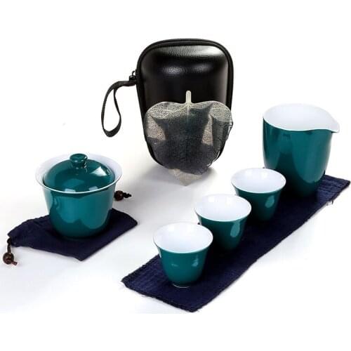 Travel Tea Set Chinese Portable Ceramic Bone China teaset Gaiwan Teacup Porcelain Tea Cup The Kung Fu Outdoor Teapot Set