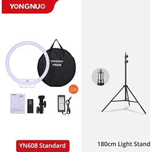 YONGNUO YN608 3200K~5500K Bi-Color Ringlight LED Light Video Light Photography Flashlight Studio Camera Light