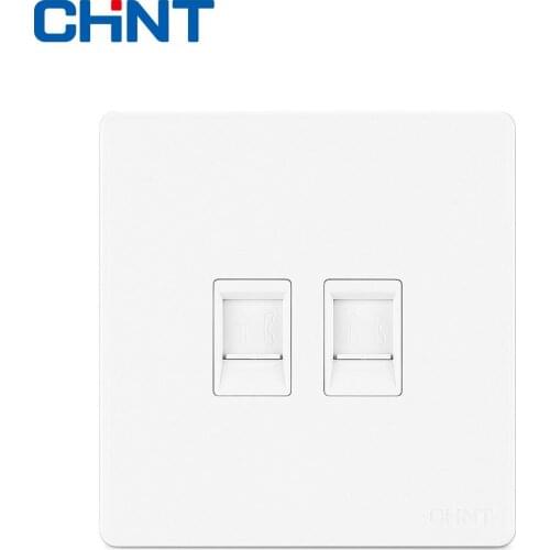 CHINT Electric Telephone Extension Socket NEW2D Ivory White Panel Switch Double Telephone Socket