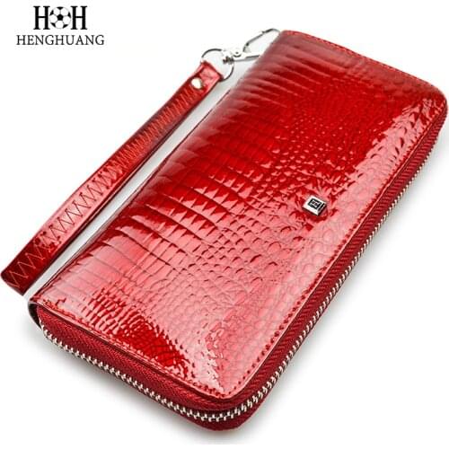 HH Fashion Women Wallets and Purses Wristlet Wallets Female Zipper Long wallet Ladies ID Card Coin Purse Alligator Clutch