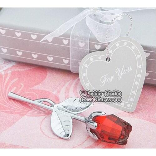 Crystal Glass Rose Flower Wedding Valentines Day favors and gifts Souvenir Table Decoration Ornaments